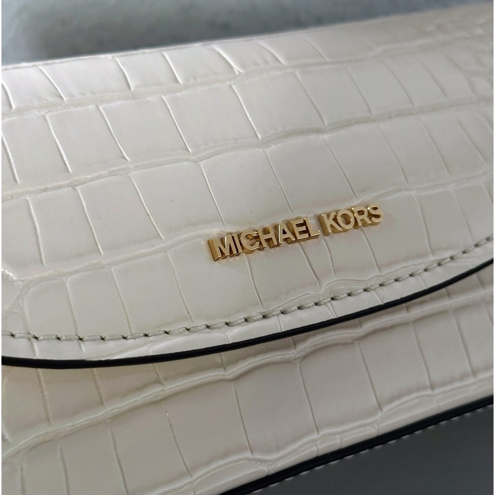 NWT‎ MICHAEL MICHAEL KORS KATYA MEDIUM FLAP CROSSBODY CROC-EMBOSSED LIGHT CREAM - Picture 7 of 12
